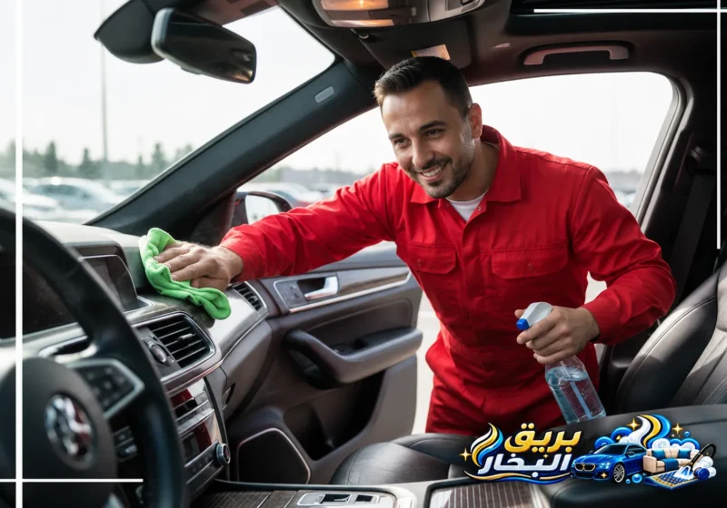 فني متخصص يقدم تلميع سيارات بعنك مع تنظيف وتلميع الأجزاء الداخلية للسيارة بعناية